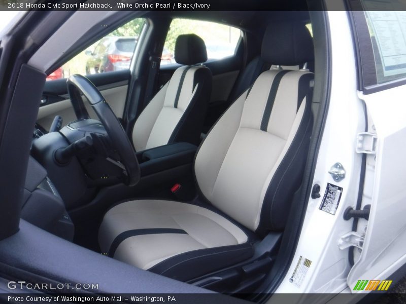 White Orchid Pearl / Black/Ivory 2018 Honda Civic Sport Hatchback