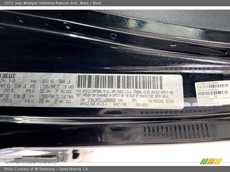 Black / Black 2020 Jeep Wrangler Unlimited Rubicon 4x4