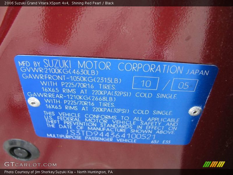 Shining Red Pearl / Black 2006 Suzuki Grand Vitara XSport 4x4