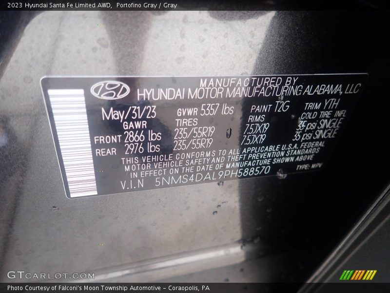 Portofino Gray / Gray 2023 Hyundai Santa Fe Limited AWD