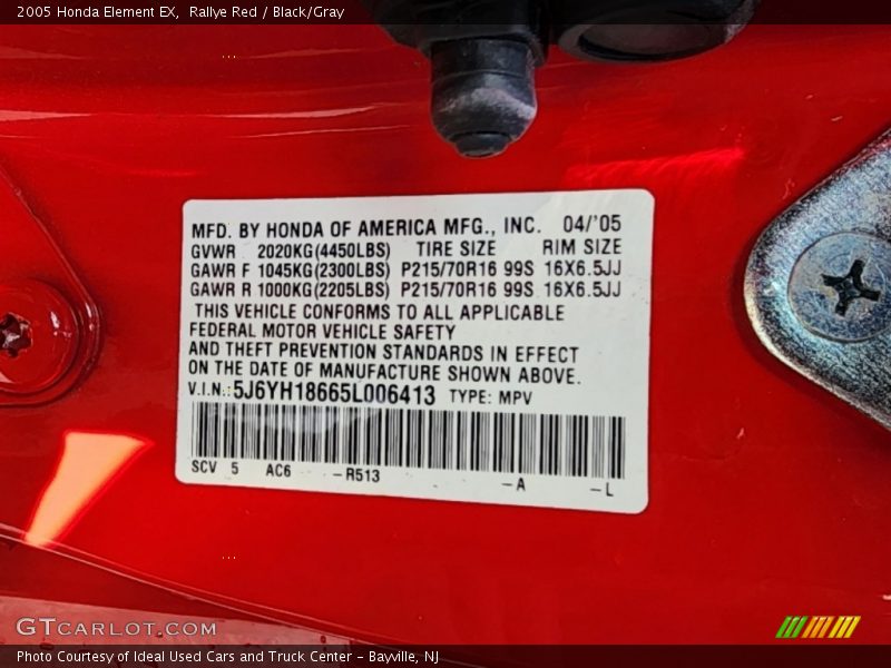 Rallye Red / Black/Gray 2005 Honda Element EX
