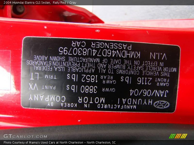 Rally Red / Gray 2004 Hyundai Elantra GLS Sedan