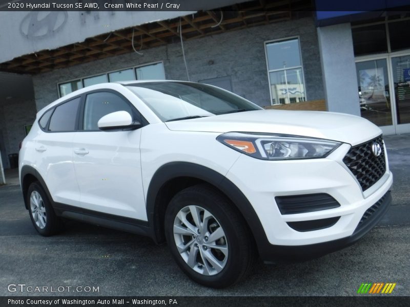Cream White Pearl / Gray 2020 Hyundai Tucson SE AWD