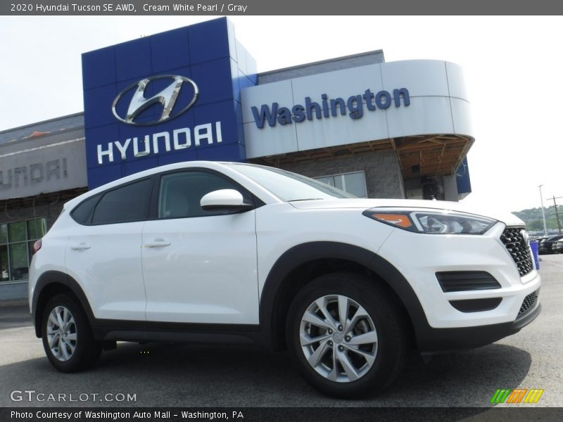 Cream White Pearl / Gray 2020 Hyundai Tucson SE AWD
