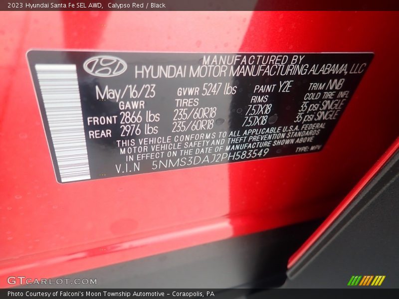 Calypso Red / Black 2023 Hyundai Santa Fe SEL AWD