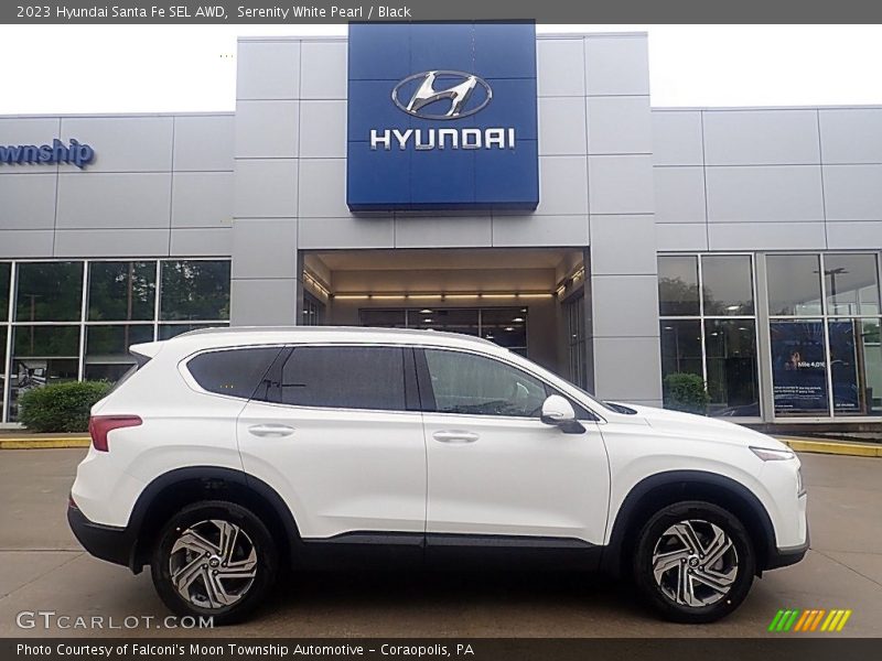 Serenity White Pearl / Black 2023 Hyundai Santa Fe SEL AWD