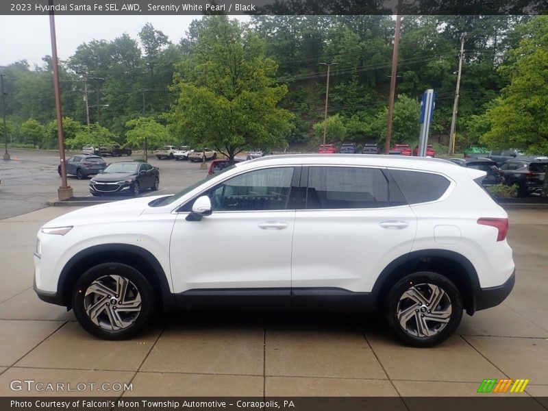 Serenity White Pearl / Black 2023 Hyundai Santa Fe SEL AWD