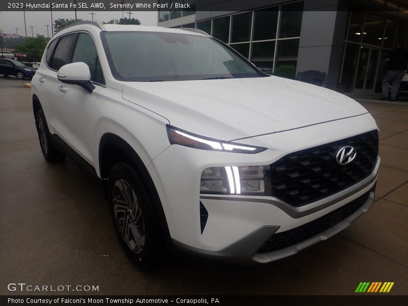 Serenity White Pearl / Black 2023 Hyundai Santa Fe SEL AWD