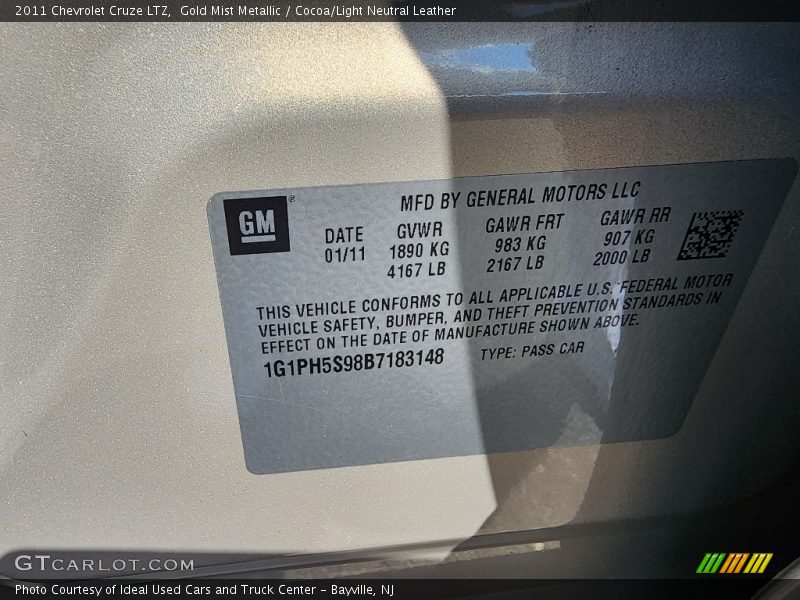 Gold Mist Metallic / Cocoa/Light Neutral Leather 2011 Chevrolet Cruze LTZ