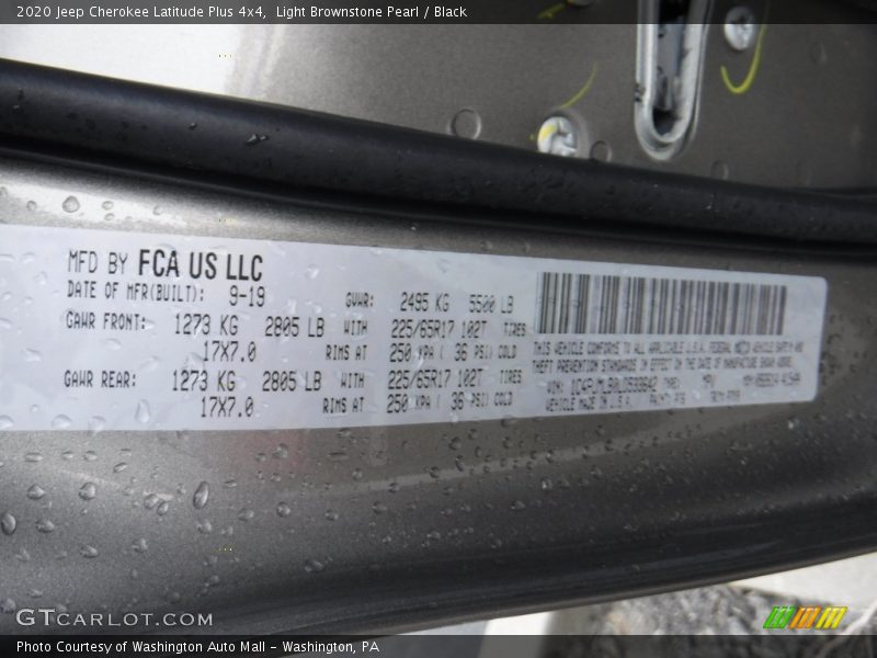Light Brownstone Pearl / Black 2020 Jeep Cherokee Latitude Plus 4x4