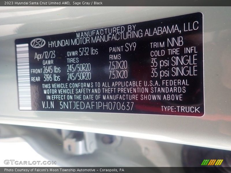 2023 Santa Cruz Limited AWD Sage Gray Color Code SY9