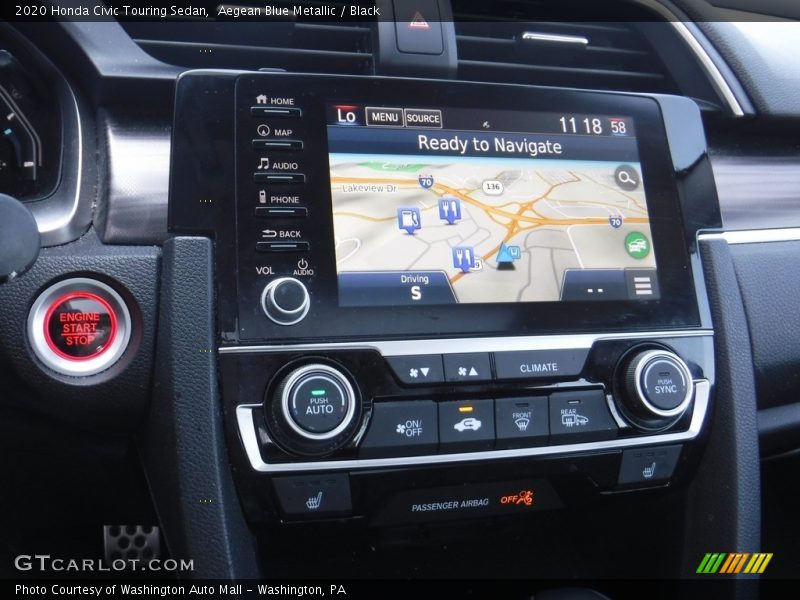Aegean Blue Metallic / Black 2020 Honda Civic Touring Sedan