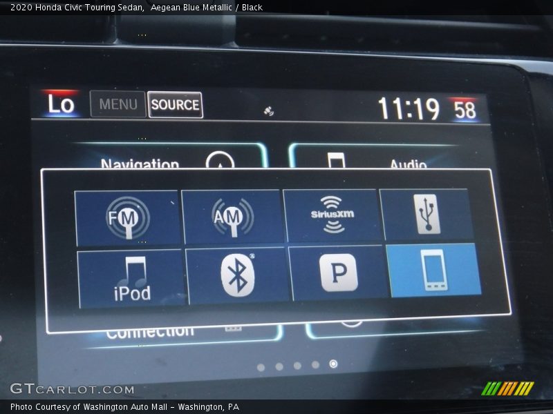 Aegean Blue Metallic / Black 2020 Honda Civic Touring Sedan