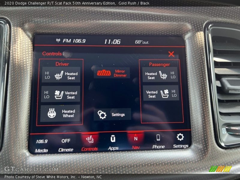 Controls of 2020 Challenger R/T Scat Pack 50th Anniversary Edition
