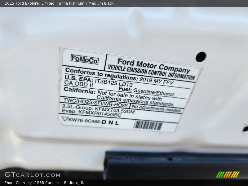 White Platinum / Medium Black 2019 Ford Explorer Limited
