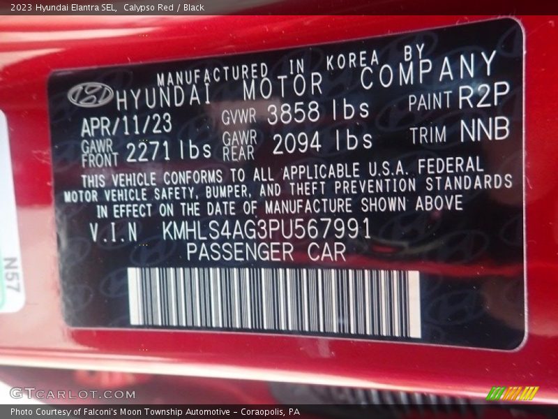 Calypso Red / Black 2023 Hyundai Elantra SEL