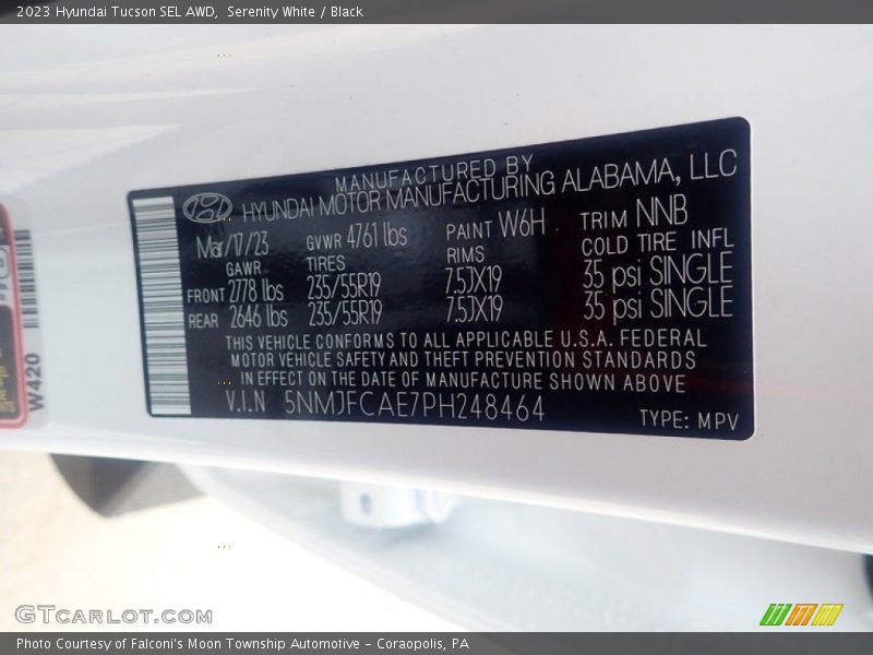 Serenity White / Black 2023 Hyundai Tucson SEL AWD
