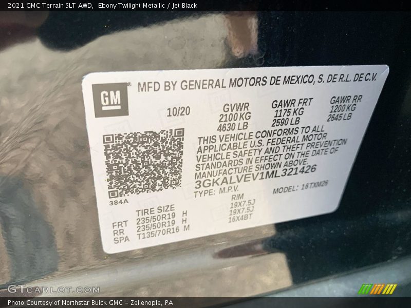 Ebony Twilight Metallic / Jet Black 2021 GMC Terrain SLT AWD