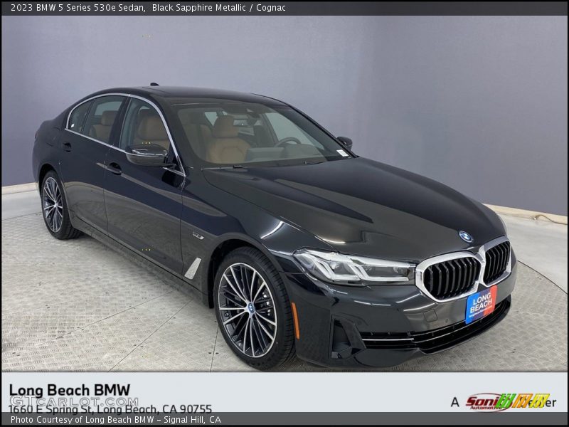 Black Sapphire Metallic / Cognac 2023 BMW 5 Series 530e Sedan