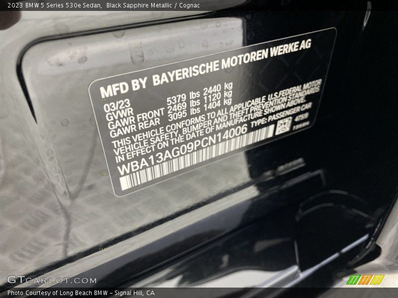 2023 5 Series 530e Sedan Black Sapphire Metallic Color Code 475