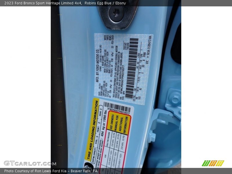 Robins Egg Blue / Ebony 2023 Ford Bronco Sport Heritage Limited 4x4