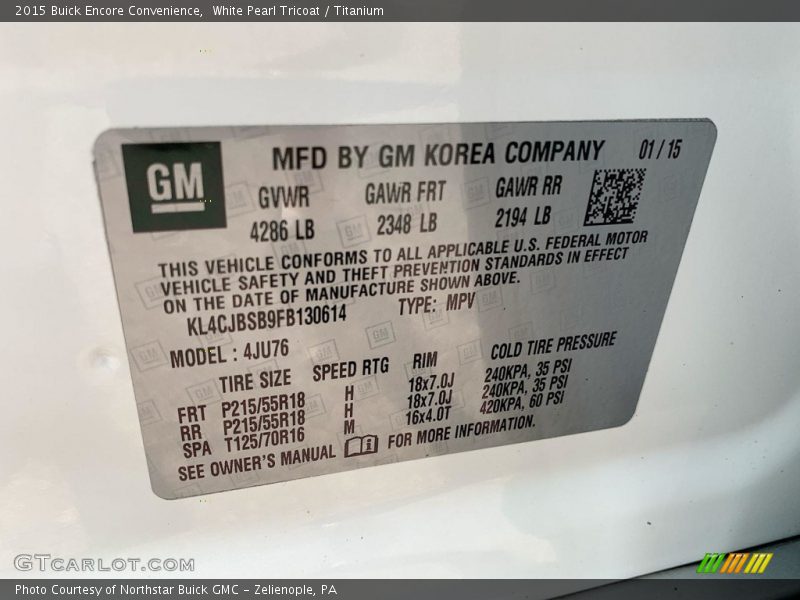 White Pearl Tricoat / Titanium 2015 Buick Encore Convenience