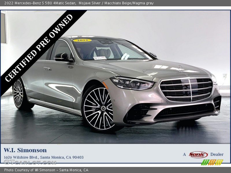 Mojave Silver / Macchiato Beige/Magma gray 2022 Mercedes-Benz S 580 4Matic Sedan