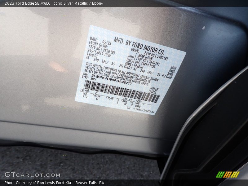 2023 Edge SE AWD Iconic Silver Metallic Color Code JS