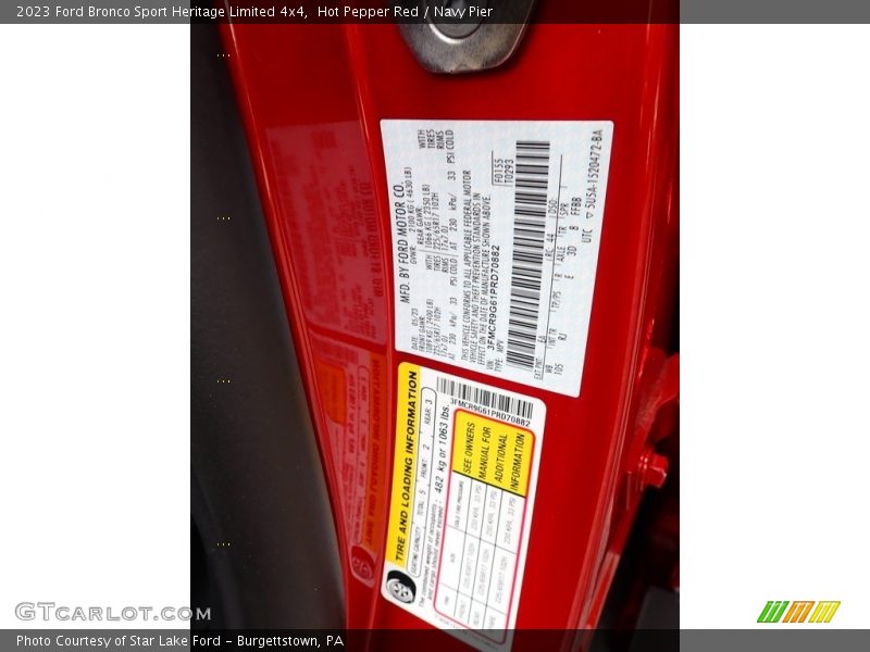 Hot Pepper Red / Navy Pier 2023 Ford Bronco Sport Heritage Limited 4x4