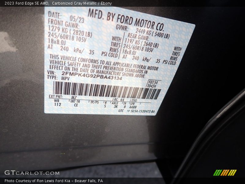 2023 Edge SE AWD Carbonized Gray Metallic Color Code M7