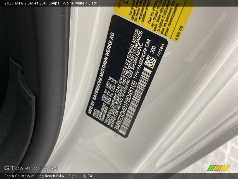 2023 2 Series 230i Coupe Alpine White Color Code 300