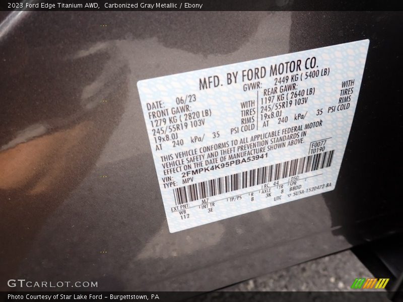 2023 Edge Titanium AWD Carbonized Gray Metallic Color Code M7