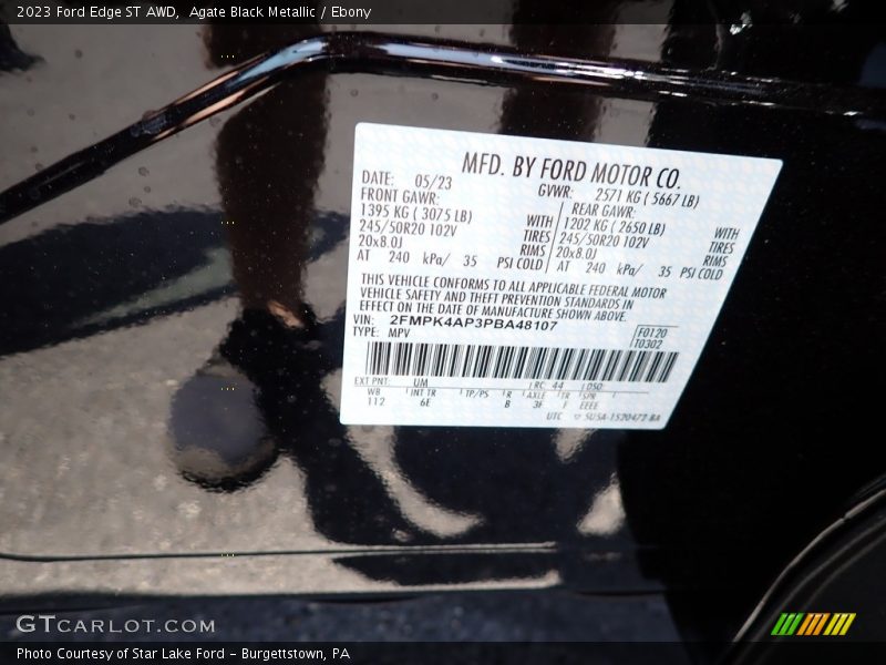 2023 Edge ST AWD Agate Black Metallic Color Code UM