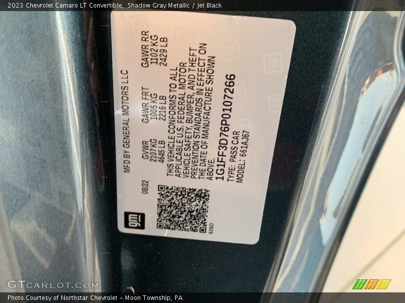 Shadow Gray Metallic / Jet Black 2023 Chevrolet Camaro LT Convertible