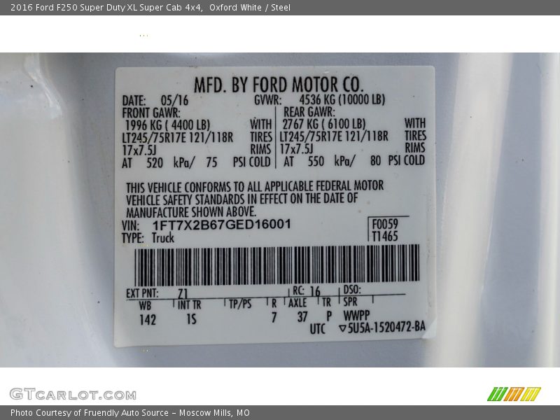 Oxford White / Steel 2016 Ford F250 Super Duty XL Super Cab 4x4