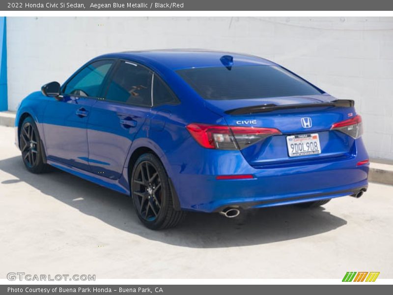 Aegean Blue Metallic / Black/Red 2022 Honda Civic Si Sedan