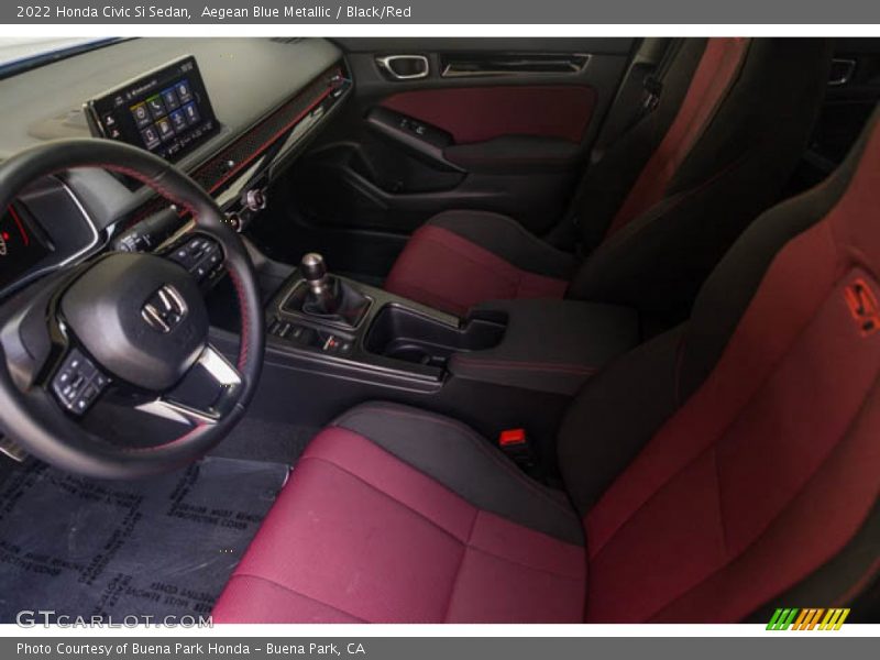 Aegean Blue Metallic / Black/Red 2022 Honda Civic Si Sedan