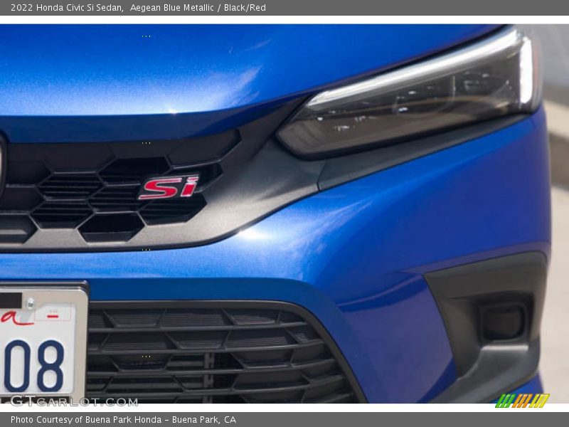 Aegean Blue Metallic / Black/Red 2022 Honda Civic Si Sedan