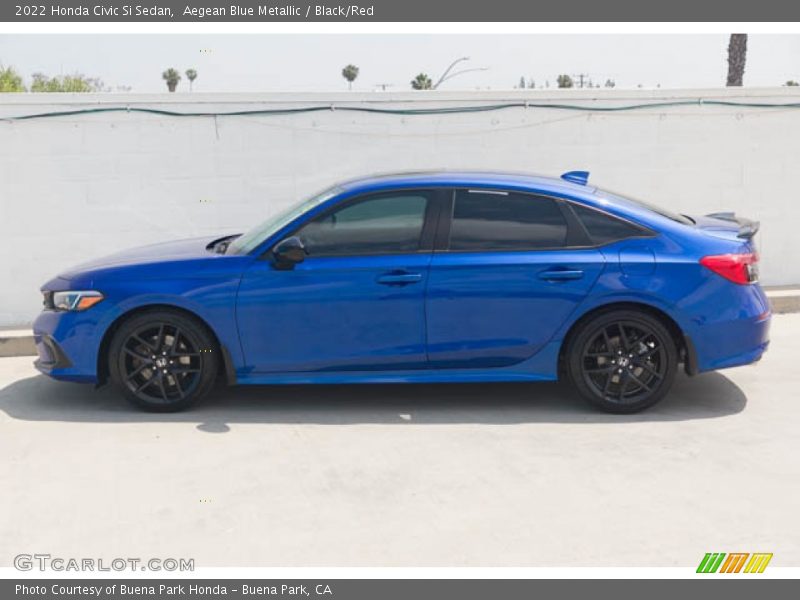 Aegean Blue Metallic / Black/Red 2022 Honda Civic Si Sedan