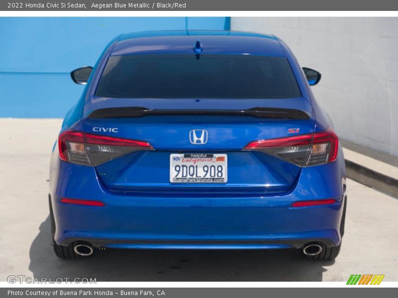 Aegean Blue Metallic / Black/Red 2022 Honda Civic Si Sedan