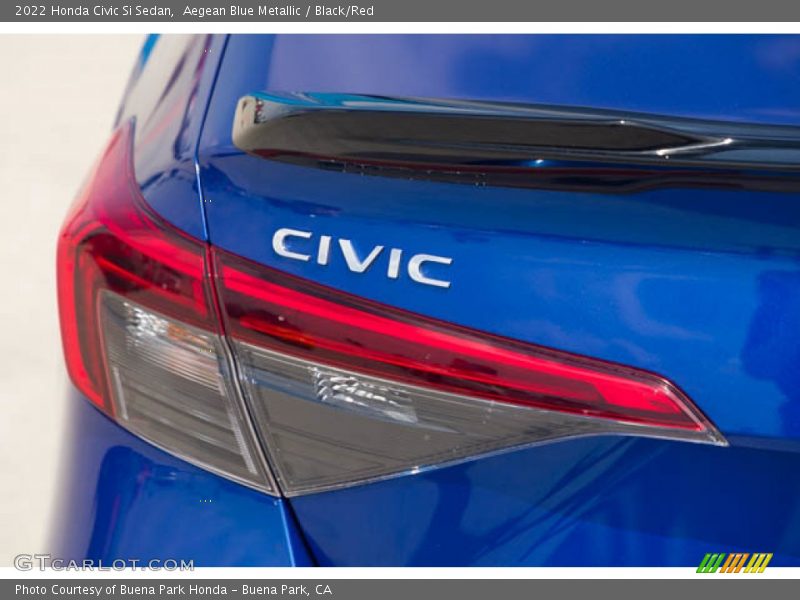Aegean Blue Metallic / Black/Red 2022 Honda Civic Si Sedan