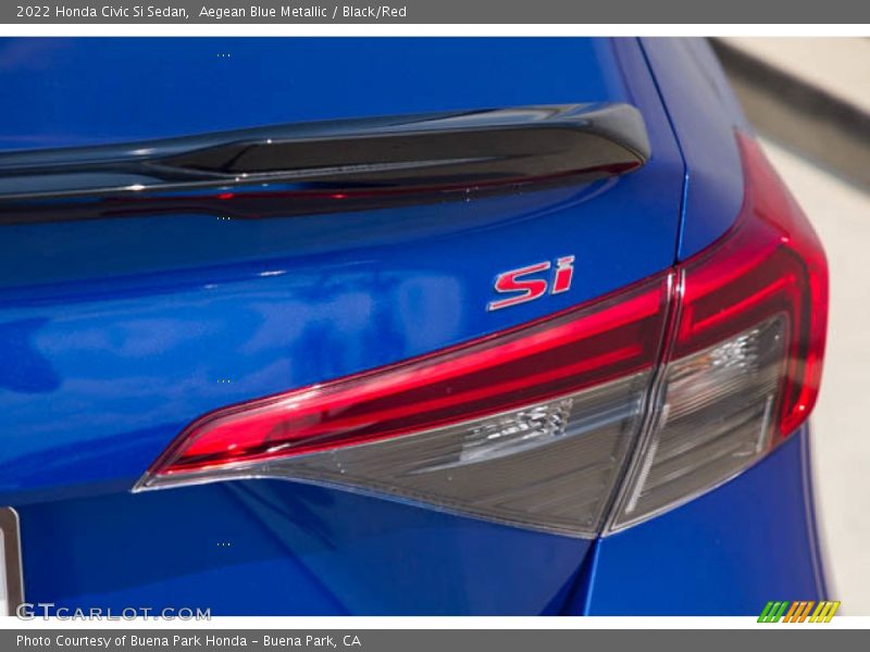 Aegean Blue Metallic / Black/Red 2022 Honda Civic Si Sedan