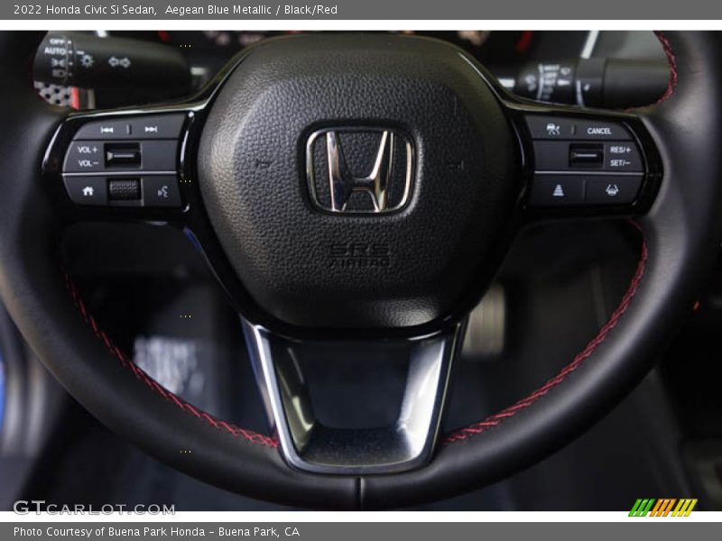Aegean Blue Metallic / Black/Red 2022 Honda Civic Si Sedan