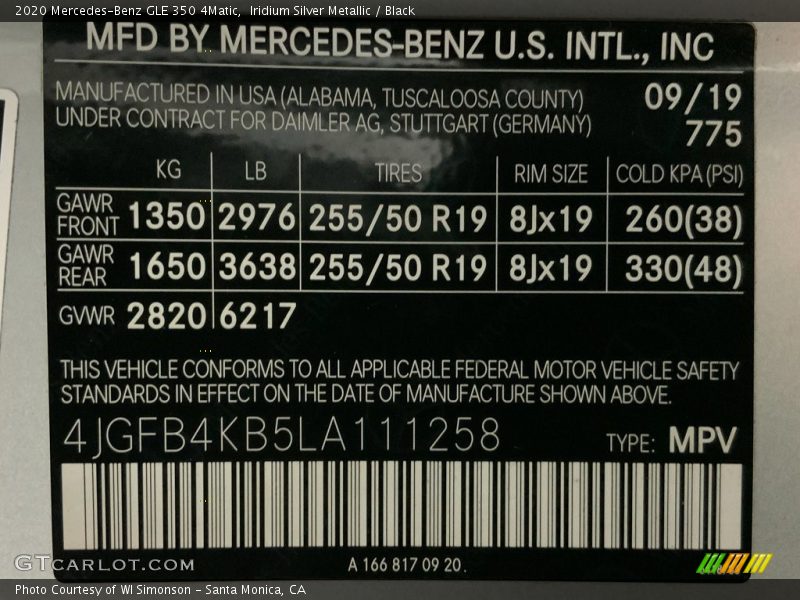 Iridium Silver Metallic / Black 2020 Mercedes-Benz GLE 350 4Matic