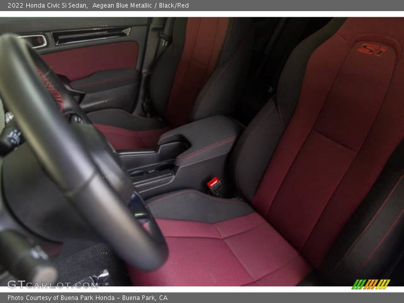 Aegean Blue Metallic / Black/Red 2022 Honda Civic Si Sedan