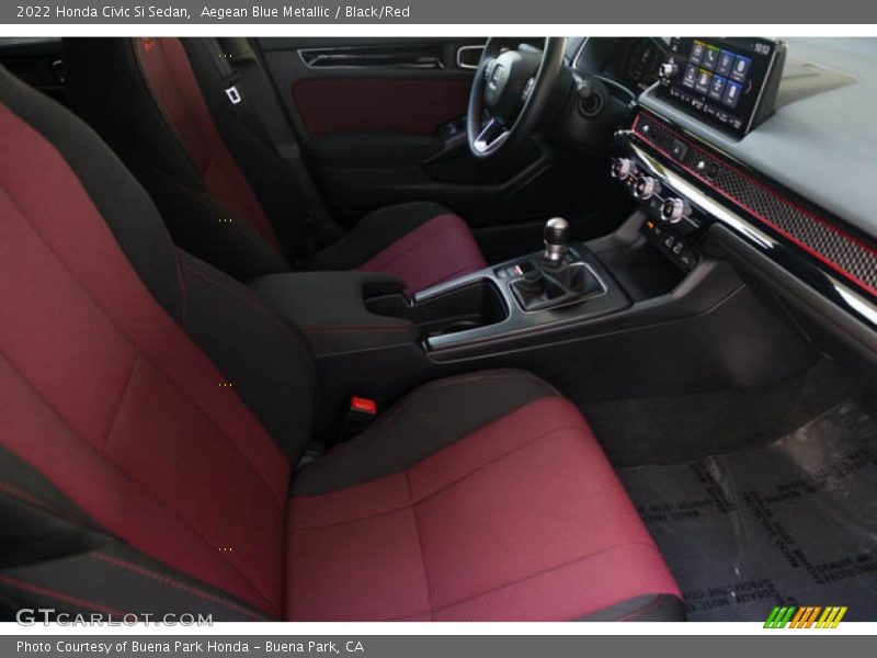 Aegean Blue Metallic / Black/Red 2022 Honda Civic Si Sedan