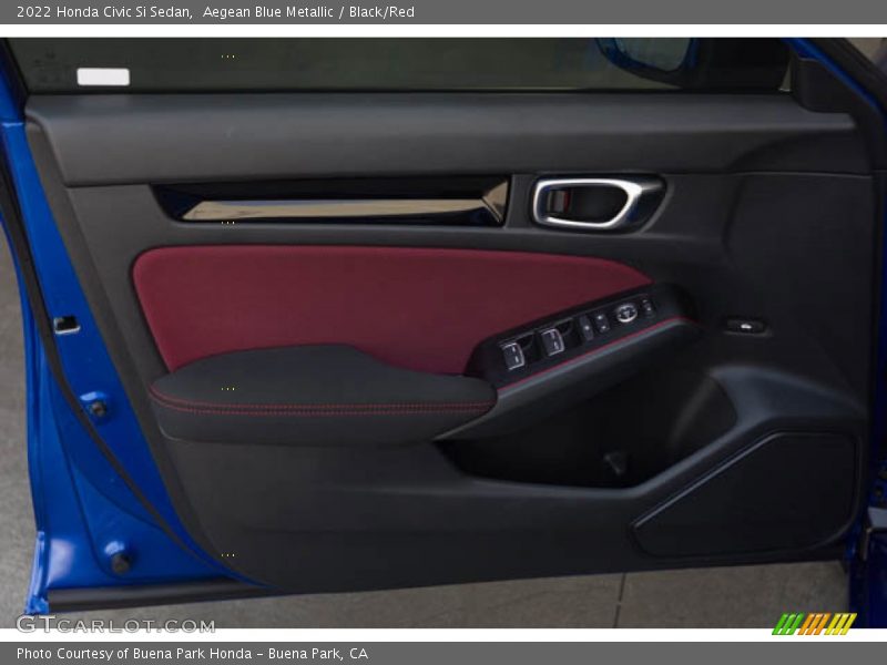 Aegean Blue Metallic / Black/Red 2022 Honda Civic Si Sedan