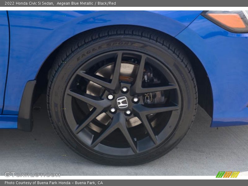 Aegean Blue Metallic / Black/Red 2022 Honda Civic Si Sedan