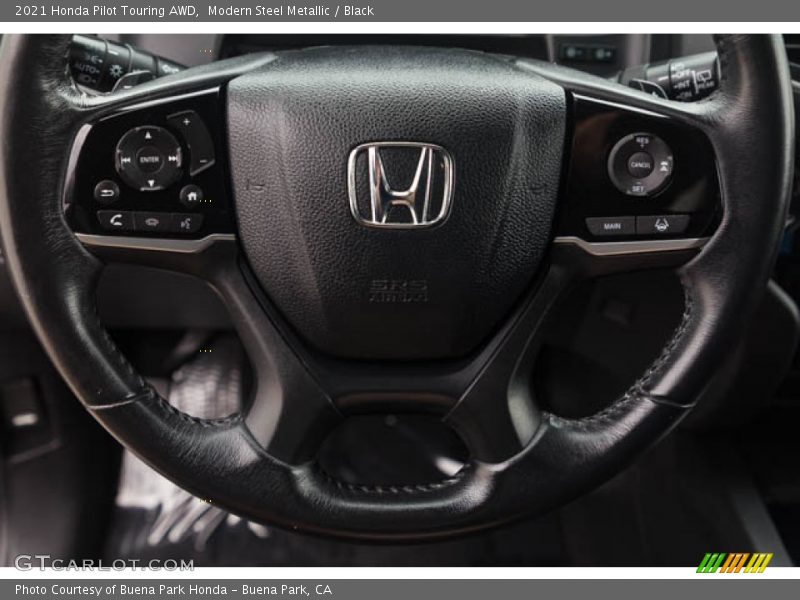 Modern Steel Metallic / Black 2021 Honda Pilot Touring AWD