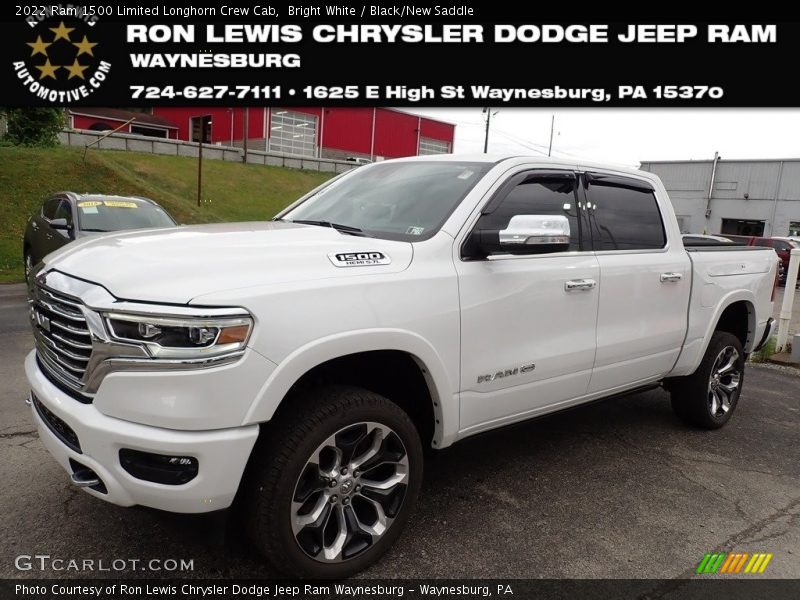 Bright White / Black/New Saddle 2022 Ram 1500 Limited Longhorn Crew Cab